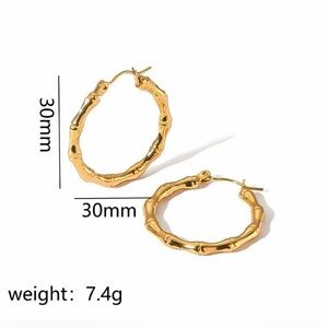 Bamboo 18k gold plated stainless steel Stud Earrings